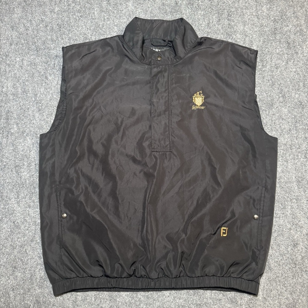 DryJoy by FootJoy Men's 1/2 Zip‎ Black Sleeveless Vest Size XL Lochinvar Logo